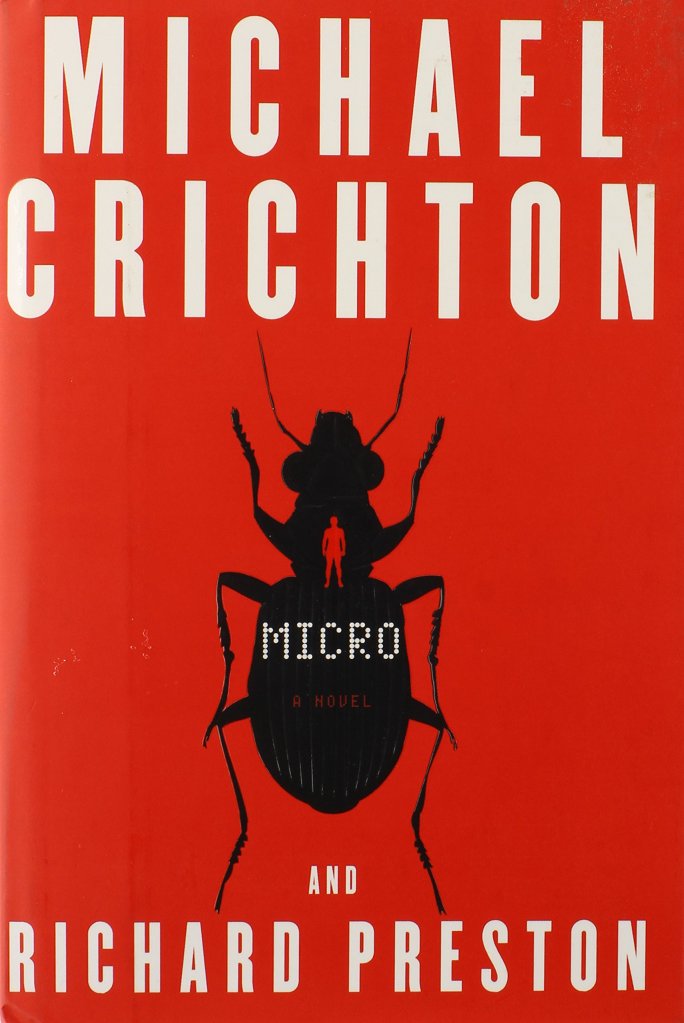 Couverture de roman rouge avec une silhouette noire d'un insecte à carapace et, au centre, une petite silhouette rouge humaine.